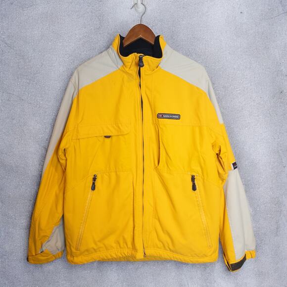 Vintage 90s Abercrombie A/92 Ski Jacket Yellow Two-Tone Outdoor Parka Medium
